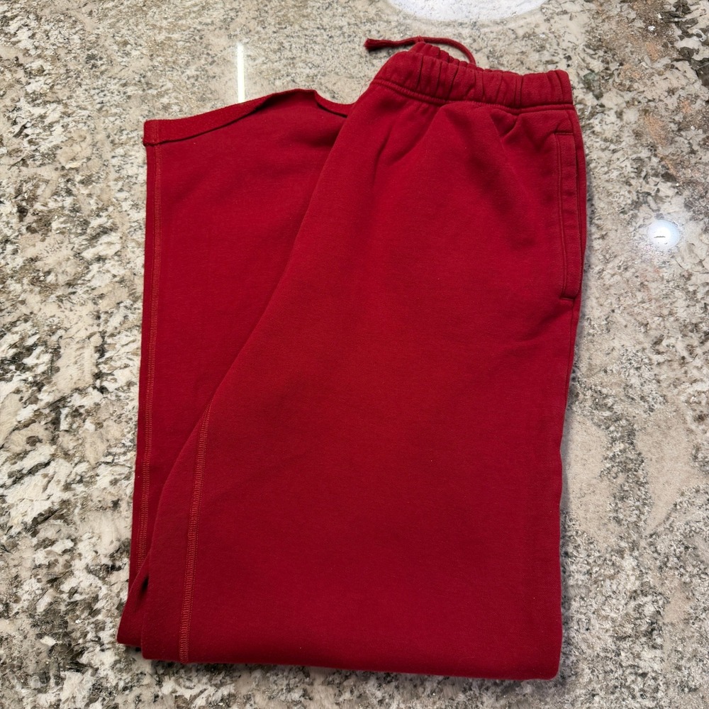 Skims Cotton Fleece Straight Leg Pant Ruby Red Size M Loungewear Sweatpants